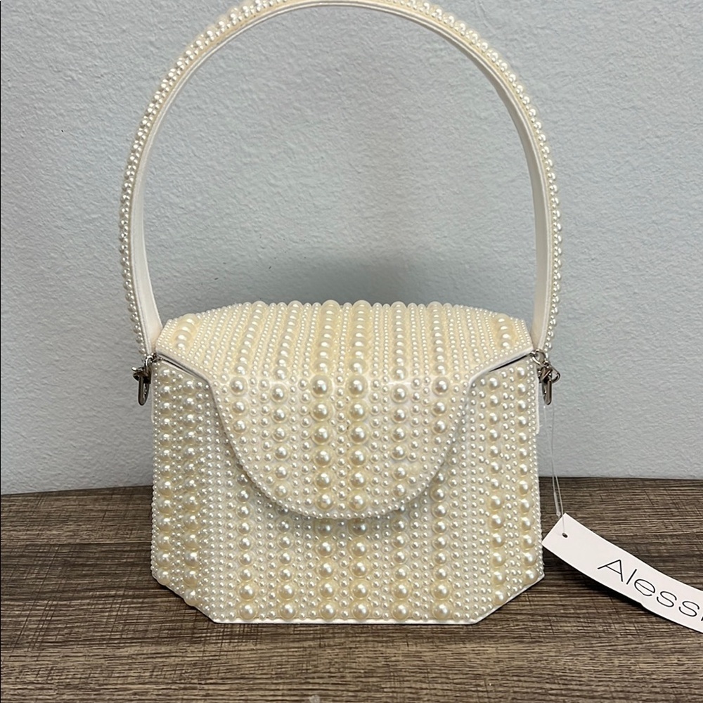 Alessia | Mini Structured Pearl Bag with Crossbody Strap